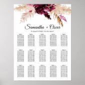 Modern Burgundy Blush Pink Floral Poster (Voorkant)