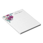 Modern Burgundy Blush Pink Floral Waterverf Desk Notitieblok (Schuin)