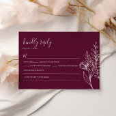 Modern Burgundy Boho Wedding Simple Elegant RSVP Kaartje