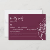 Modern Burgundy Boho Wedding Simple Elegant RSVP Kaartje (Voorkant)