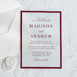 Modern Burgundy Border Wedding Acryl Uitnodigingen