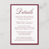 Modern Burgundy Border Wedding Details Informatiekaartje (Voorkant)