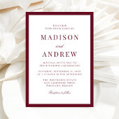 Modern Burgundy Border Wedding Kaart