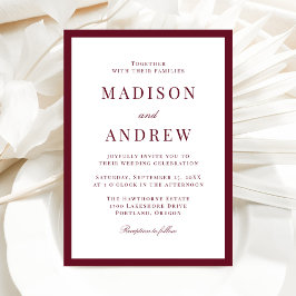 Modern Burgundy Border Wedding Kaart