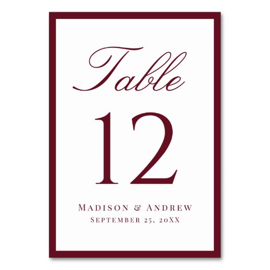 Modern Burgundy Border Wedding Kaart (Voorkant)