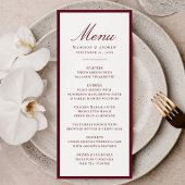 Modern Burgundy Border Wedding Menu