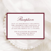 Modern Burgundy Border Wedding Reception Informatiekaartje