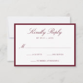 Modern Burgundy Border Wedding RSVP Kaartje (Voorkant)