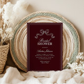 Modern Burgundy Bow Elegant Timeless Bridal Shower Kaart