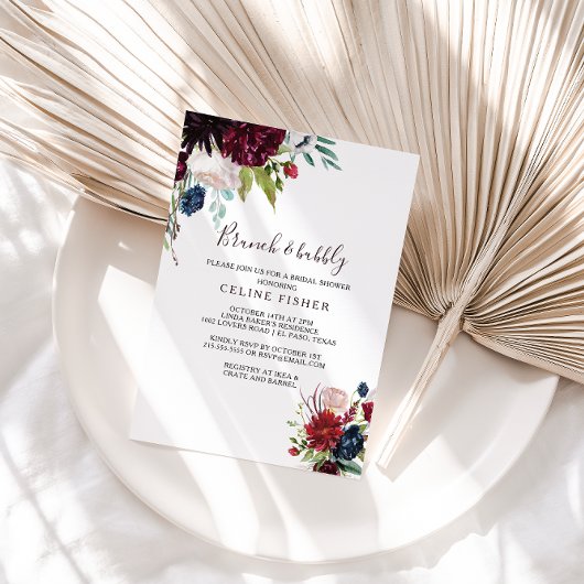 Modern Burgundy Brunch & Bubble Vrijgezellenfeest Kaart