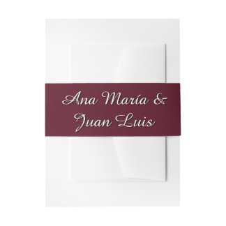 Modern Burgundy Calligraphy Personalized Names Uitnodigingen Wikkel