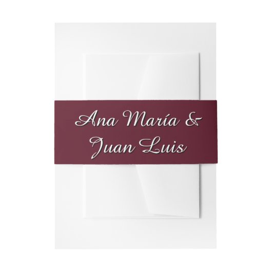 Modern Burgundy Calligraphy Personalized Names Uitnodigingen Wikkel (Voorkant Voorbeeld)