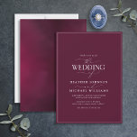 Modern Burgundy Calligraphy Wedding Invitation Kaart<br><div class="desc">Het rendabele, elegante en moderne design van deze eenvoudige, minimalistische bruine en witte typografie bruiloft kenmerkt 'The Wedding Of' in moderne kalligrafie en Serif tekst als de belangrijkste ontwerpfunctie, en is gebaseerd op onze beste vrijgezellenfeest-uitnodiging. De achterkant van de kaart heeft een woeste textuur. De ontwerper van het contact voor...</div>