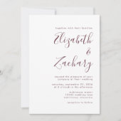 Modern Burgundy Calligraphy Wedding Kaart (Voorkant)