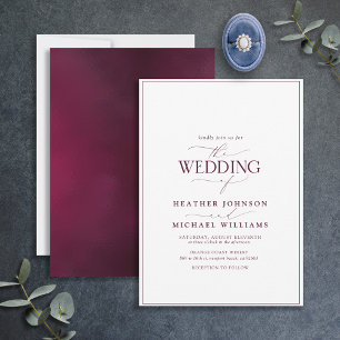 Modern Burgundy Calligraphy Wedding Kaart