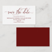 Modern Burgundy calligraphy Wedding Save the date Informatiekaartje (Voorkant / Achterkant)