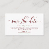 Modern Burgundy calligraphy Wedding Save the date Informatiekaartje (Voorkant)