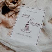 Modern Burgundy Champagne Tower Wedding Invitation Kaart