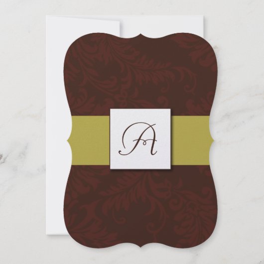 Modern Burgundy Chartreuse Damask Wedding Invite Kaart (Achterkant)
