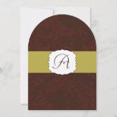 Modern Burgundy Chartreuse Damask Wedding Invite Kaart (Achterkant)