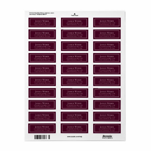 Modern Burgundy Cream Etiket (Full Sheet)