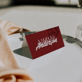 Modern Burgundy Cream Unique Wedding Place Cards Kaart