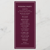 Modern Burgundy Cream Wedding Programme Programmakaart (Achterkant)