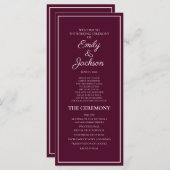 Modern Burgundy Cream Wedding Programme Programmakaart (Voorkant / Achterkant)