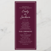 Modern Burgundy Cream Wedding Programme Programmakaart (Voorkant)