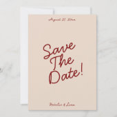 Modern Burgundy Cream Whimsical Unique Wedding  Save The Date (Voorkant)