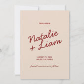 Modern Burgundy Cream Whimsical Unique Wedding  Save The Date (Achterkant)