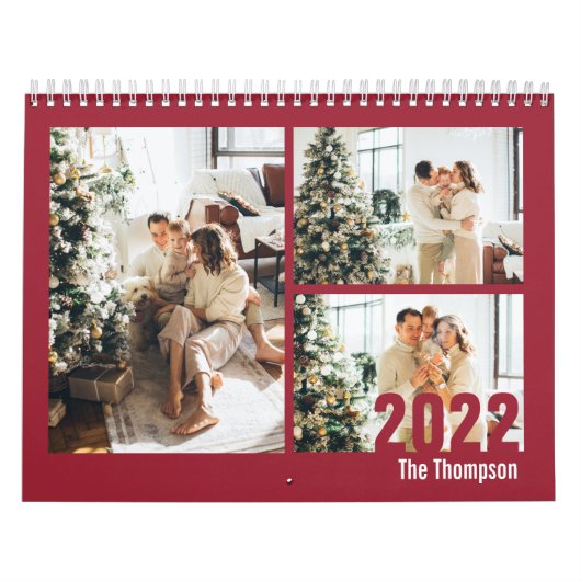 Modern Burgundy Custom Creëer je eigen foto Kalender (Hoes)