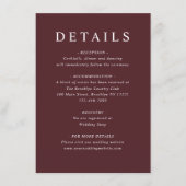 Modern Burgundy Dusty Blue Floral Wedding Details Informatiekaartje (Voorkant)
