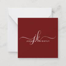 Modern Burgundy Elegant Script Initiaal Monogram