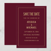 Modern Burgundy Elegant Simple Minimalist Wedding Save The Date (Voorkant / Achterkant)