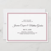 Modern Burgundy Elegant Typografie Foto Save The Date (Achterkant)