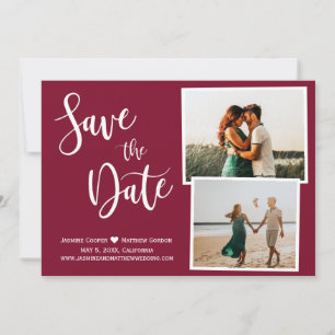 Modern Burgundy Elegant Typografie Foto Save The Date