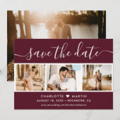 Modern Burgundy Fall Wedding 4 Foto Save The Date (Voorkant / Achterkant)