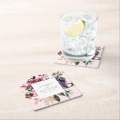 Modern Burgundy Floral Blush Pink Wedding Kartonnen Onderzetters (Insitu)