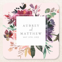 Modern Burgundy Floral Blush Pink Wedding