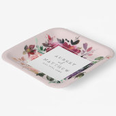 Modern Burgundy Floral Blush Pink Wedding Papieren Bordje (Gebogen)