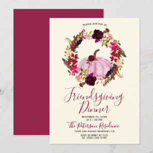 Modern Burgundy Floral Friendsgiving Kaart
