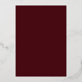 Modern Burgundy Floral Greenery Wedding Roos Gold Folie Uitnodiging (Achterkant)