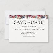 Modern burgundy Floral redt de date bruiloft Save The Date (Voorkant)