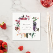 Modern Burgundy Floral Wedding Paper Servet (Insitu)