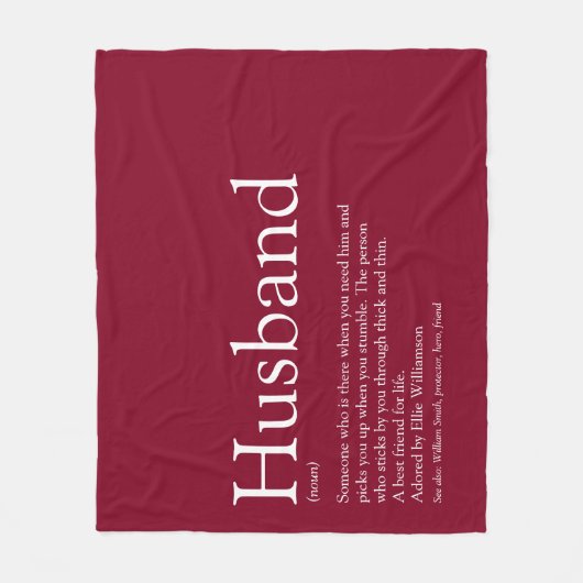 Modern Burgundy Fun Husband Definition Fleece Deken (Voorkant)