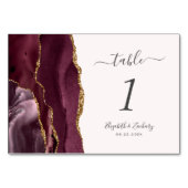 Modern Burgundy Gold Agate Blush Wedding Kaart (Voorkant)