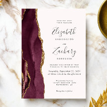 Modern Burgundy Gold Agate Blush Wedding