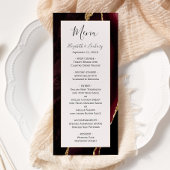 Modern Burgundy Gold Agate Blush Wedding Menu