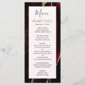 Modern Burgundy Gold Agate Blush Wedding Menu (Voorkant)